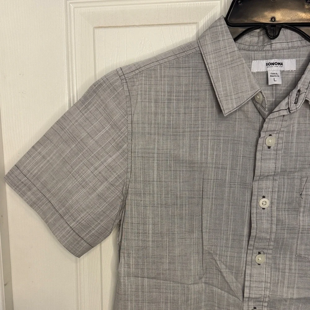 NWOT Sonoma Kids Gray Plaid Button Down Shirt